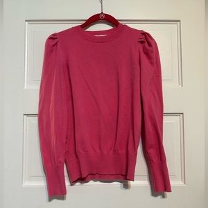 Marled pink sweater with puff sleeves